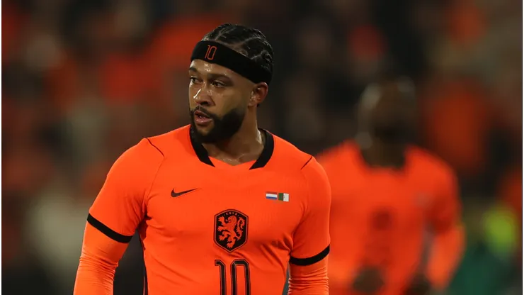 ROTTERDAM, NETHERLANDS - JUNE 03: Memphis Depay of Netherlands in action during the international friendly match between Netherlands and Algeria at De Kuip on June 03, 2026 in Rotterdam, Netherlands. (Photo by Dean Mouhtaropoulos/Getty Images)