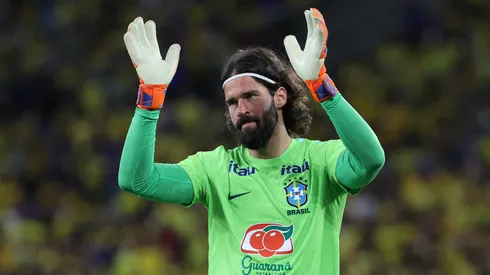 Alisson Becker of Brazil warms up prior to the international friendly match between Brazil and Panama at Maracana Stadium on May 31, 2026 in Rio de Janeiro, Brazil. (Photo by Wagner Meier/Getty Images)