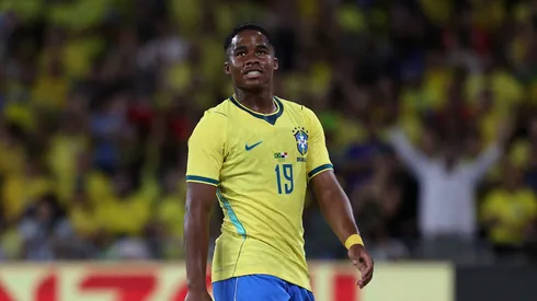 Endrick, do Brasil, reage durante a partida amistosa internacional entre Brasil e Panamá no Estádio do Maracanã, em 31 de maio de 2026, no Rio de Janeiro, Brasil. (Foto de Wagner Meier/Getty Images)