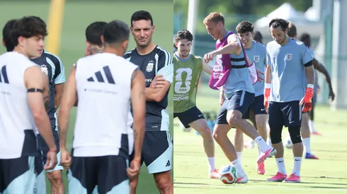 O técnico Lionel Scaloni conversa com os jogadores da Argentina no Compass Minerals National Performance Center, em Kansas City, Kansas, em 12 de junho de 2026. (Foto de Richard Pelham/Getty Images) Declan Rice e Dan Burn dividem a bola durante treino da seleção da Inglaterra para a Copa do Mundo de 2026 em Kansas City, Kansas, em 13 de junho de 2026. (Foto de Richard Pelham/Getty Images)