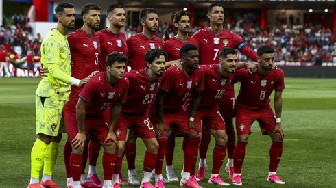 Elenco de Portugal durante amistoso contra Nigéria.