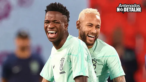 Antes do gol em Brasil x Marrocos, Vini Jr recebeu orientações de Neymar. Foto: Alexander Hassenstein/Getty Images
