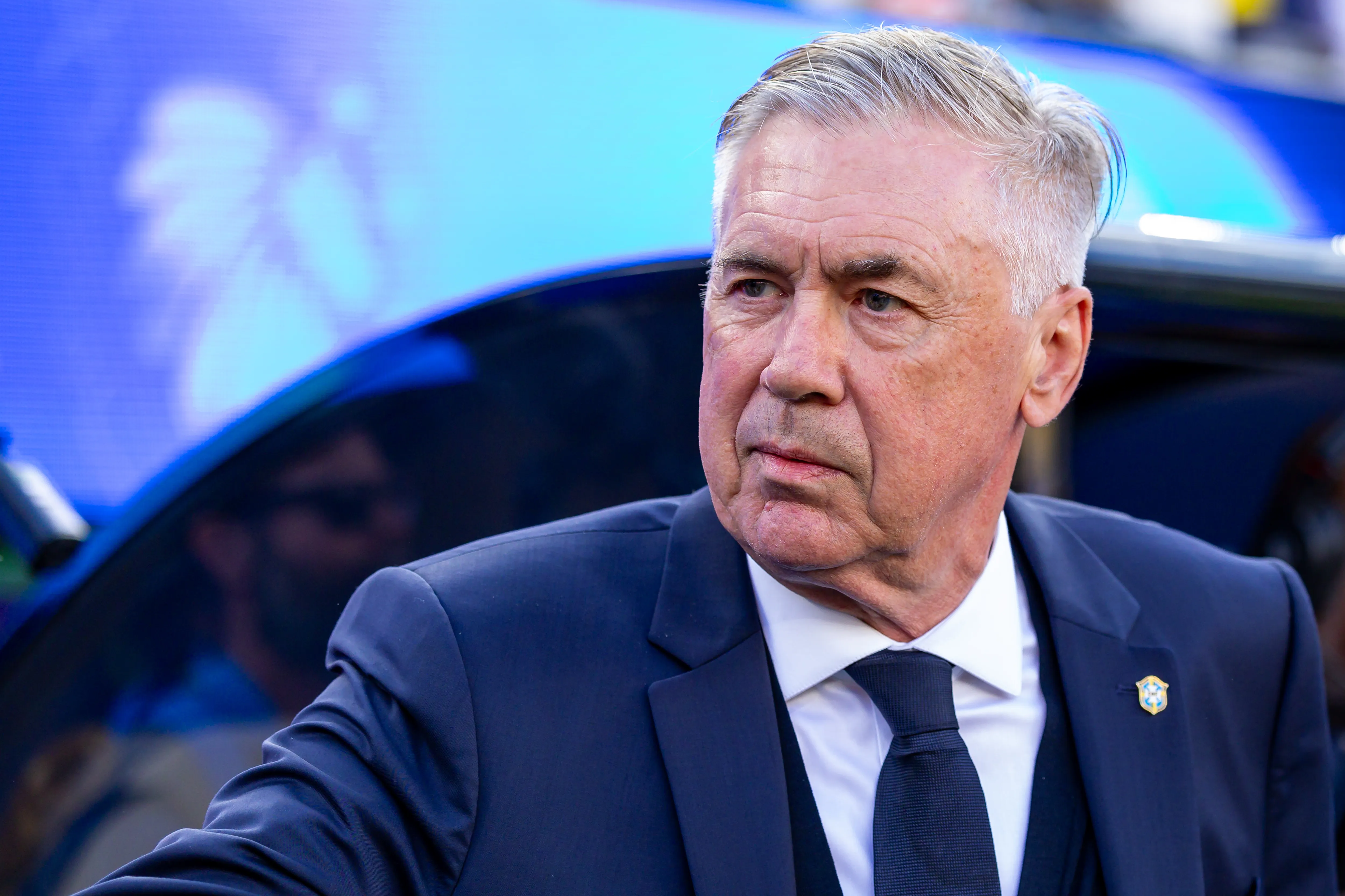 Carlo Ancelotti durante partida contra o Marrocos no estádio MetLife Stadium pela Copa Do Mundo 2026. Foto: Rodolfo Buhrer/AGIF.