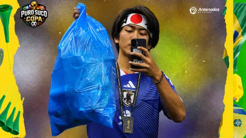 Japan fans clear trash in the stands during the FIFA World Cup 2026 Group F match between Netherlands and Japan at Dallas Stadium on June 14, 2026 in Arlington, Texas. (Photo by Charlotte Wilson/Getty Images)