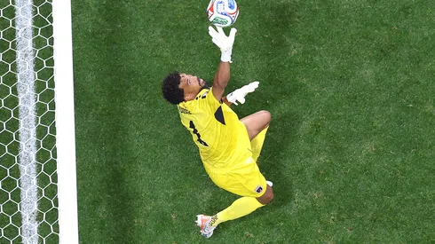 ATLANTA, GEORGIA – JUNE 15: Vozinha #1 of Cabo Verde makes a save during the FIFA World Cup 2026 Group H match between Spain and Cabo Verde at Atlanta Stadium on June 15, 2026 in Atlanta, Georgia. (Photo by Justin Setterfield/Getty Images)
