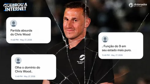 Chris Wood, camisa 9 da Nova Zelândia, durante a coletiva de imprensa da seleção neozelandesa um dia antes da partida do Grupo G da Copa do Mundo da FIFA 2026 entre Irã e Nova Zelândia, no Estádio de Los Angeles, em 14 de junho de 2026, em Los Angeles, Califórnia. (Foto de Harry How/Getty Images)