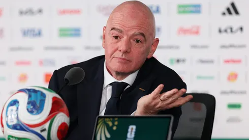 Gianni Infantino, President of FIFA, speaks to the media during a FIFA World Cup 2026 Opening Press Conference at Mexico City Stadium on June 10, 2026 in Mexico City, Mexico. (Photo by Carl Recine/Getty Images)