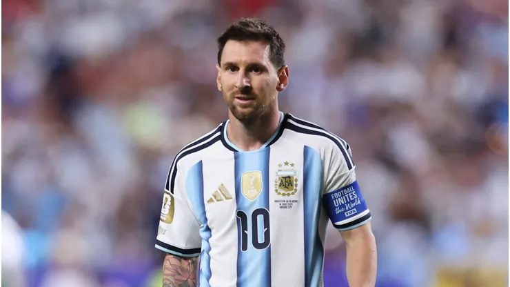KANSAS CITY, MISSOURI - JUNE 16: Lionel Messi #10 of Argentina looks on during the FIFA World Cup 2026 Group J match between Argentina and Algeria at Kansas City Stadium on June 16, 2026 in Kansas City, Missouri. (Photo by Michael Steele/Getty Images)