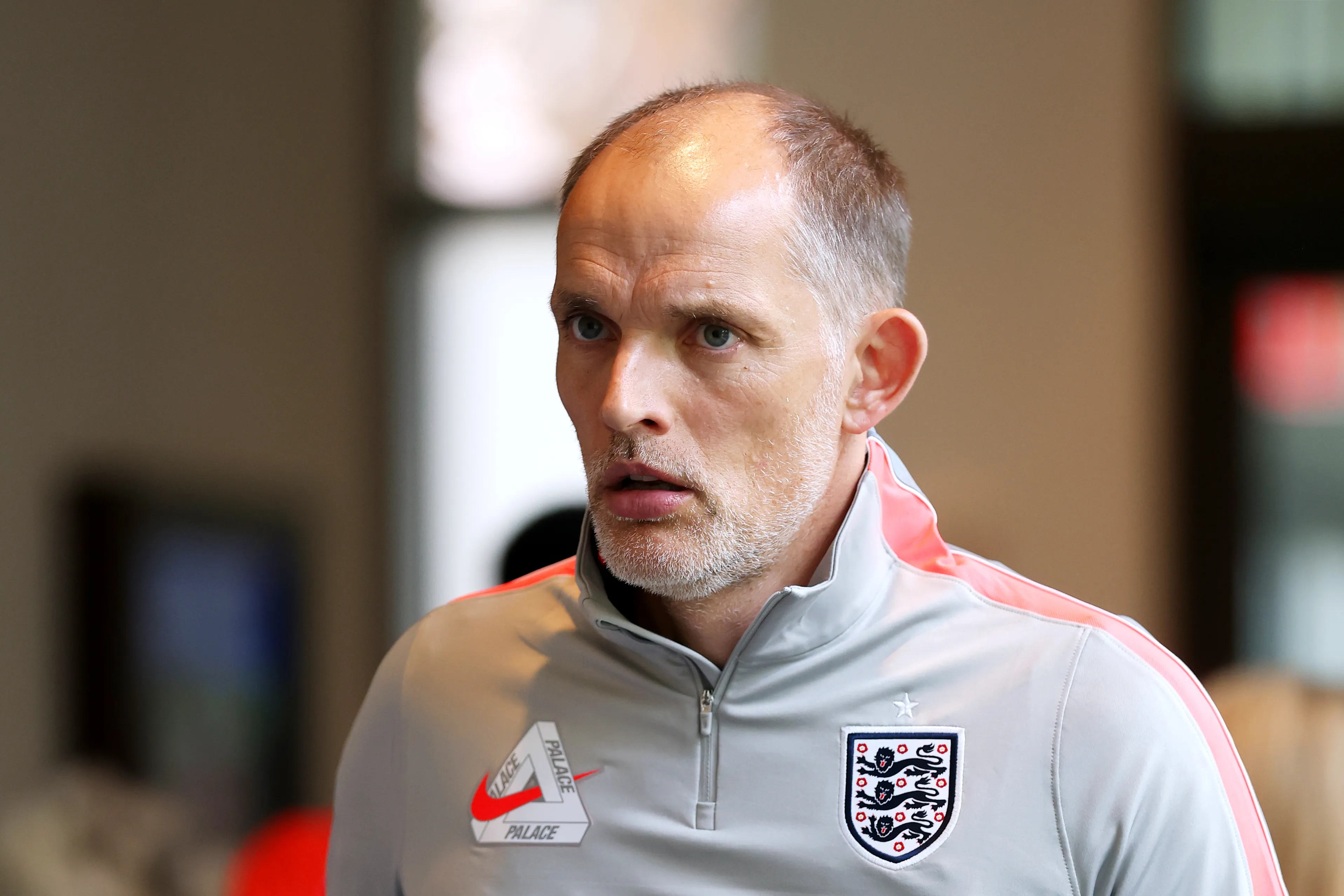 PALM BEACH GARDENS, FLORIDA – JUNE 09: Thomas Tuchel, Manager of England, arrives prior to an England Press Conference on June 09, 2026 in Palm Beach Gardens, Florida. (Photo by Richard Pelham/Getty Images)