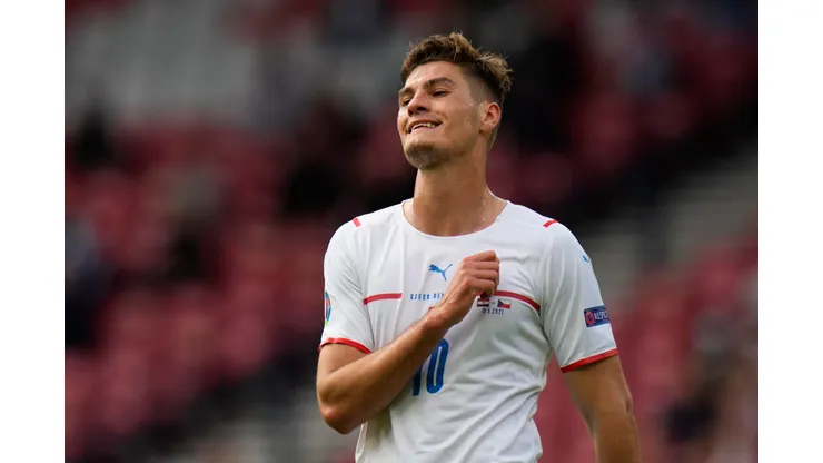 GLASGOW, SCOTLAND - JUNE 18: Patrik Schick of Czech Republic reacts during the UEFA Euro 2020 Championship Group D match between Croatia and Czech Republic at Hampden Park on June 18, 2021 in Glasgow, Scotland. (Photo by Petr Josek - Pool/Getty Images)