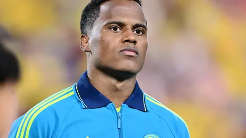 ORLANDO, FLORIDA – MARCH 26: Jhon Arias of Colombia looks on during the international friendly match between Colombia and Croatia an international at Camping World Stadium on March 26, 2026 in Orlando, Florida. (Photo by Julio Aguilar/Getty Images)