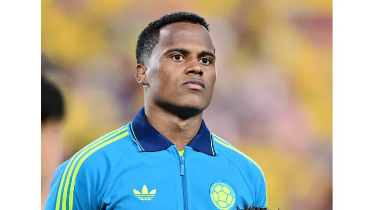ORLANDO, FLORIDA - MARCH 26: Jhon Arias of Colombia looks on during the international friendly match between Colombia and Croatia an international at Camping World Stadium on March 26, 2026 in Orlando, Florida. (Photo by Julio Aguilar/Getty Images)