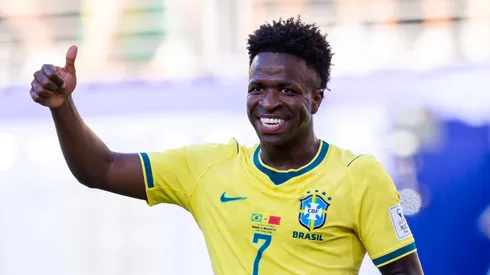 ESTADOS UNIDOS – NOVA JERSEY – 13/06/2026 – COPA DO MUNDO 2026, BRASIL X MARROCOS – Vinicius Junior jogador do Brasil comemora seu gol durante partida contra o Marrocos no estadio MetLife Stadium pelo campeonato Copa Do Mundo 2026. Foto: Rodolfo Buhrer/AGIF