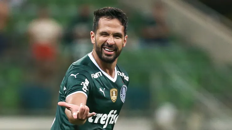 Luan jogador do Palmeiras comemora seu gol durante partida contra o Ponte Preta no estádio Arena Allianz Parque pelo campeonato Paulista 2022. Foto: Marcello Zambrana/AGIF