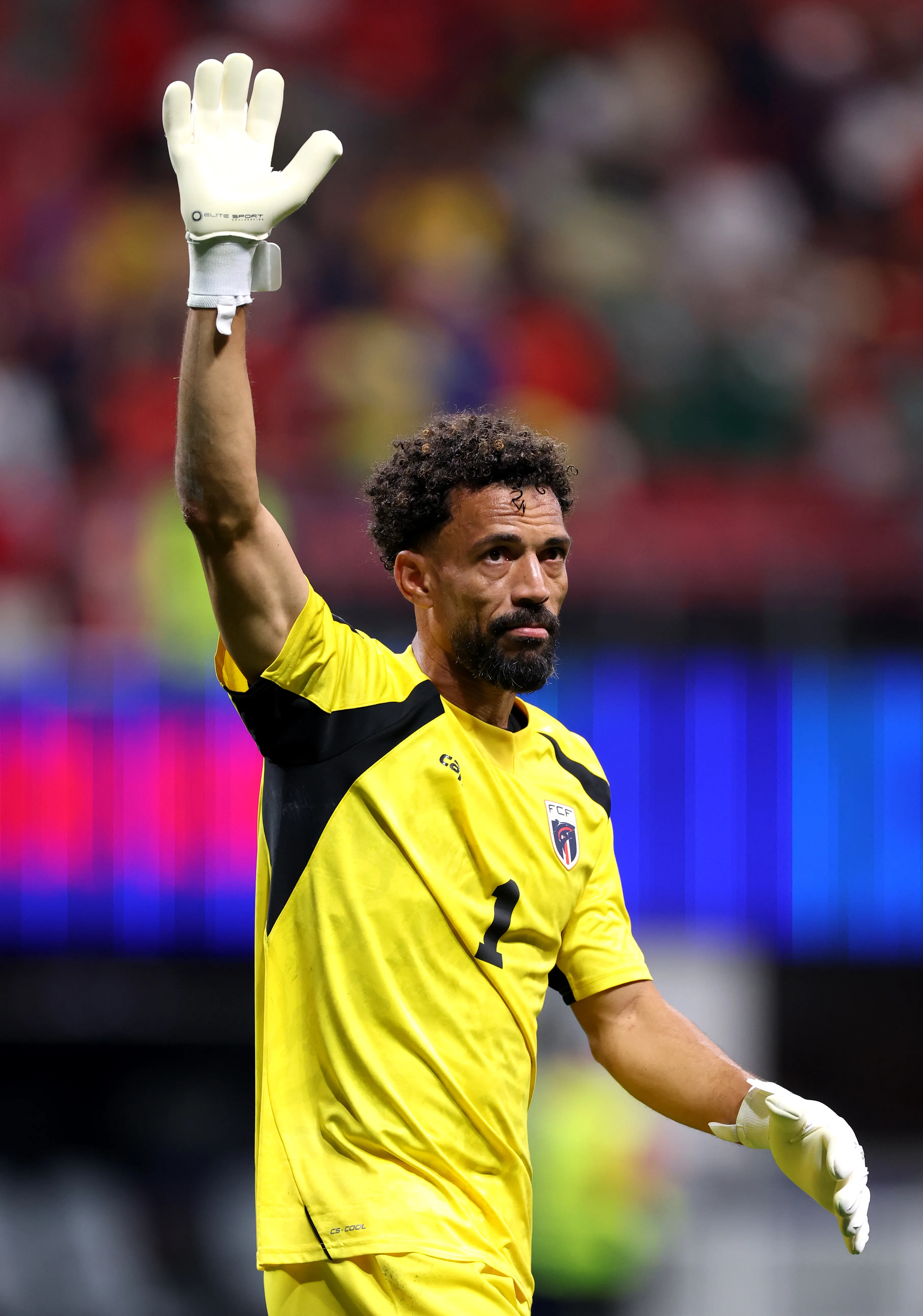 ATLANTA, GEORGIA – JUNE 15: Vozinha #1 of Cabo Verde applaud fans after the 0-0 draw during the FIFA World Cup 2026 Group H match  between Spain and Cabo Verde at Atlanta Stadium on June 15, 2026 in Atlanta, Georgia. (Photo by Mattia Ozbot/Getty Images)