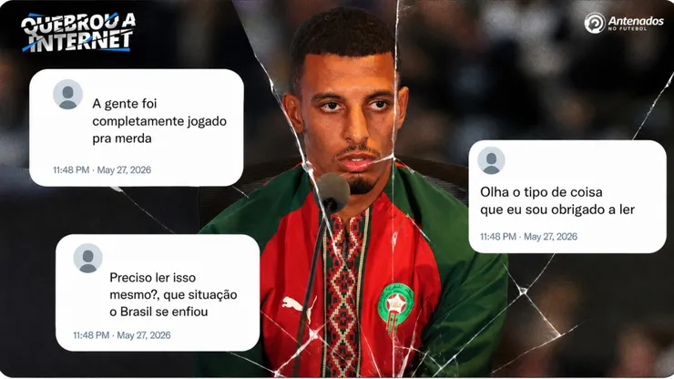 Azzedine Ounahi #8, do Marrocos, fala com a mídia durante a coletiva de imprensa de Marrocos um dia antes da partida do Grupo C da Copa do Mundo da FIFA 2026 entre Escócia e Marrocos no Boston Stadium, em 18 de junho de 2026, em Foxborough, Massachusetts. (Foto de Mattia Ozbot/Getty Images)