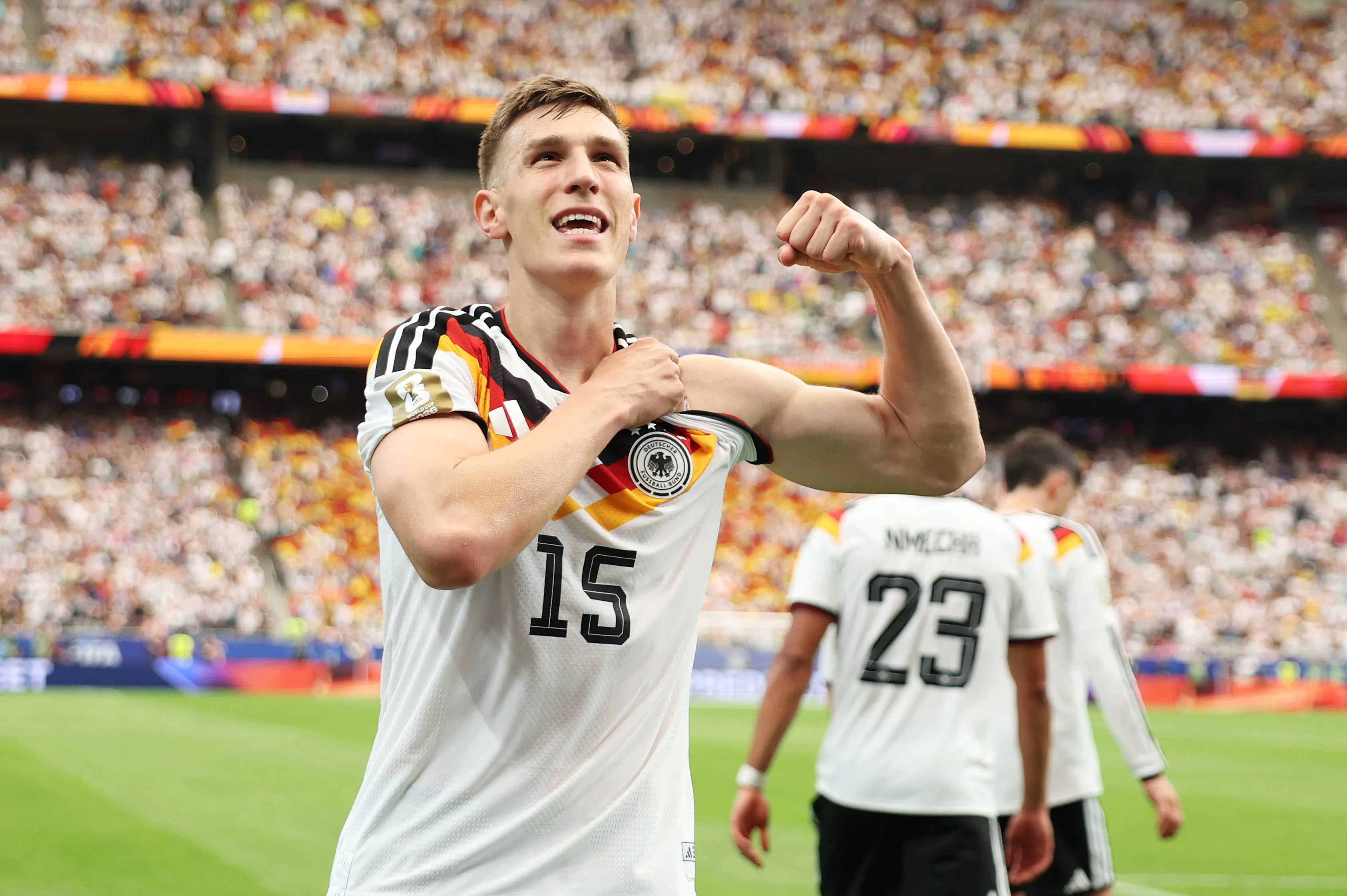Schlotterbeck comemorando seu gol contra Curaçao. Foto: Molly Darlington/Getty Images