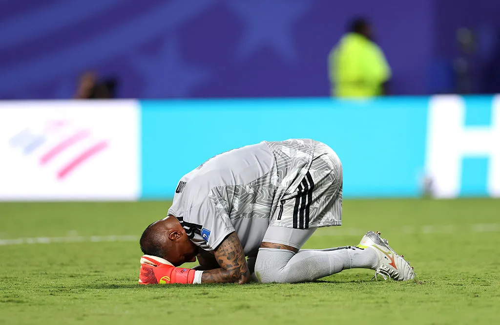 KANSAS CITY, MISSOURI – JUNE 20: Eloy Room #1 of Curacao reacts after the 0-0 draw during the FIFA World Cup 2026 Group E match between Ecuador and Curacao at Kansas City Stadium on June 20, 2026 in Kansas City, Missouri. (Photo by Francois Nel/Getty Images)