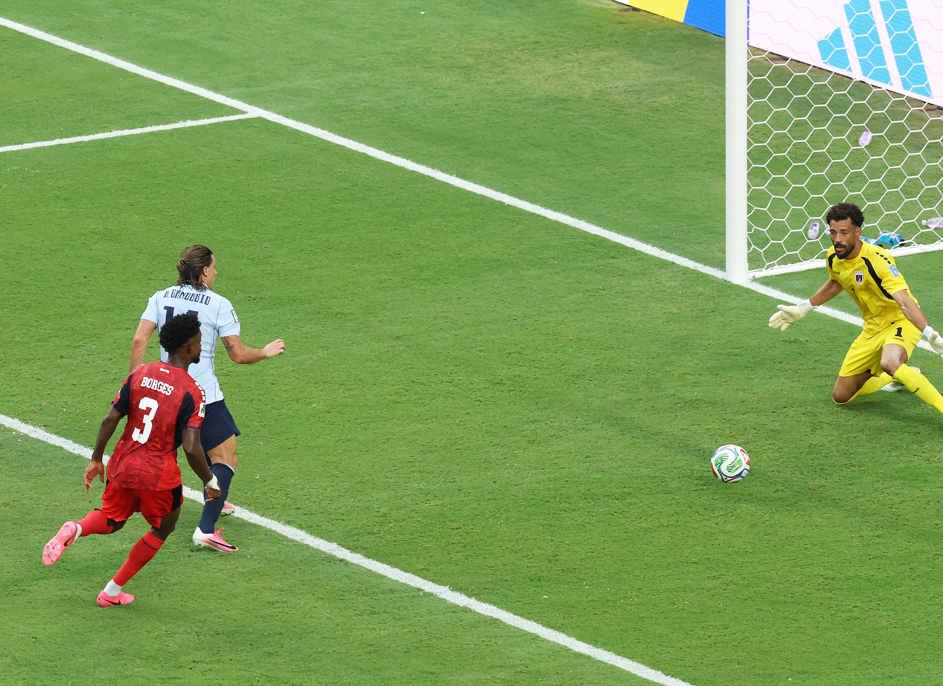 MIAMI GARDENS, FLORIDA – JUNE 21: Agustin Canobbio #14 of Uruguay scores his team’s second goal during the FIFA World Cup 2026 Group H match between Uruguay and Cabo Verde at Miami Stadium on June 21, 2026 in Miami Gardens, Florida. (Photo by Molly Darlington/Getty Images)