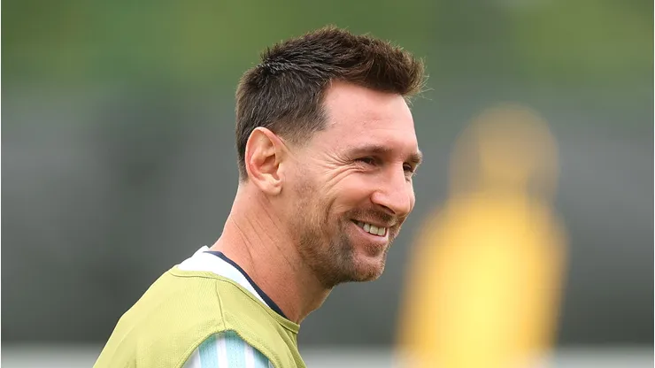 Lionel Messi #10 of Argentina looks on during an Argentina Training Session ahead of the FIFA World Cup 2026 Group J match between Argentina and Austria at Sporting KC Training Centre on June 21, 2026 in Kansas City, Kansas. (Photo by Richard Pelham/Getty Images)