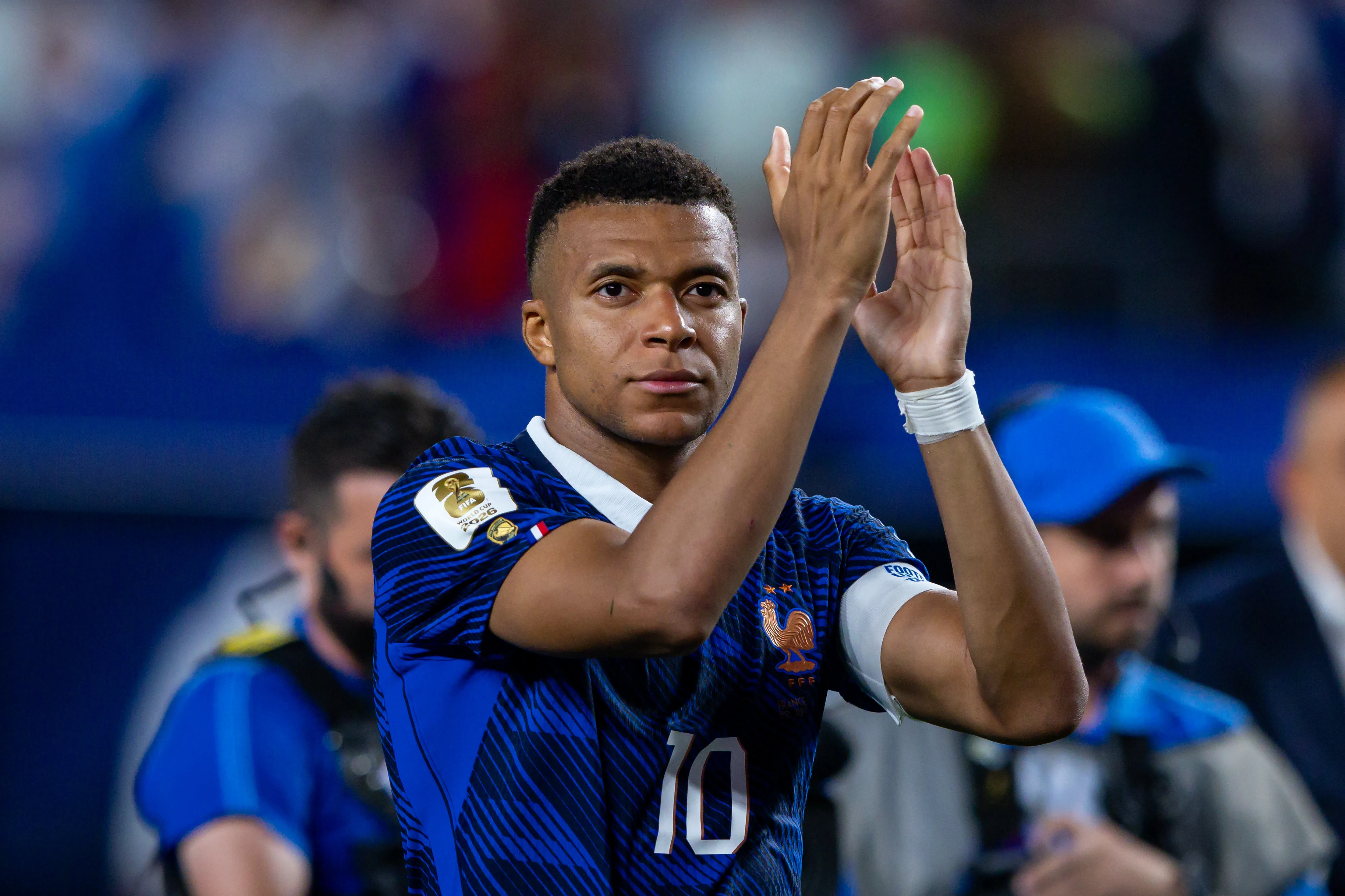 Mbappé comemora vitória na partida contra Iraque no Philadelphia Stadium pela Copa Do Mundo 2026. Foto: Rodolfo Buhrer/AGIF.