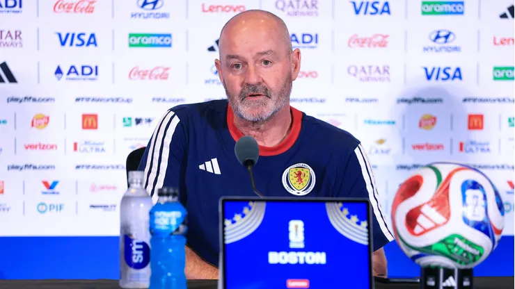 FOXBOROUGH, MASSACHUSETTS - JUNE 18: Steve Clarke, Head coach of Scotland attends the press conference of Scotland one day ahead of the FIFA World Cup 2026 Group C match between Scotland and Morocco at Boston Stadium on June 18, 2026 in Foxborough, Massachusetts. (Photo by Buda Mendes/Getty Images)