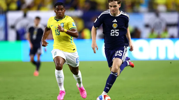 Endrick em Brasil x Escócia pela Copa do Mundo 2026. Foto: Megan Briggs/Getty Images