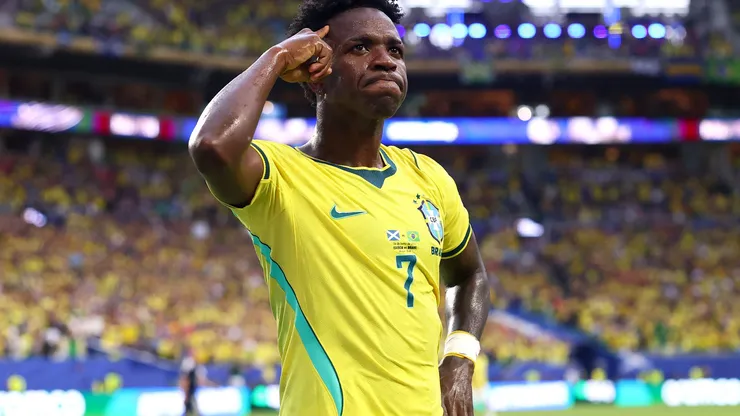 Vinícius Júnior em Brasil x Escócia pela Copa do Mundo 2026. Foto: Megan Briggs/Getty Images
