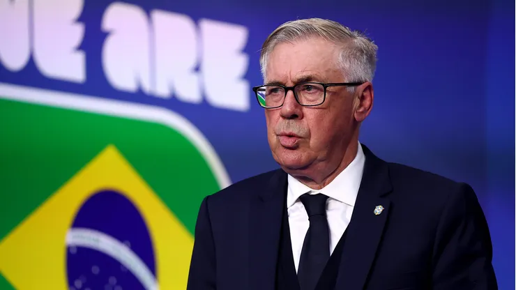 MIAMI GARDENS, FLORIDA - JUNE 24: Carlo Ancelotti, Head Coach of Brazil, walks out of the tunnel for the second half during the FIFA World Cup 2026 Group C match between Scotland and Brazil at Miami Stadium on June 24, 2026 in Miami Gardens, Florida. (Photo by Megan Briggs/Getty Images)