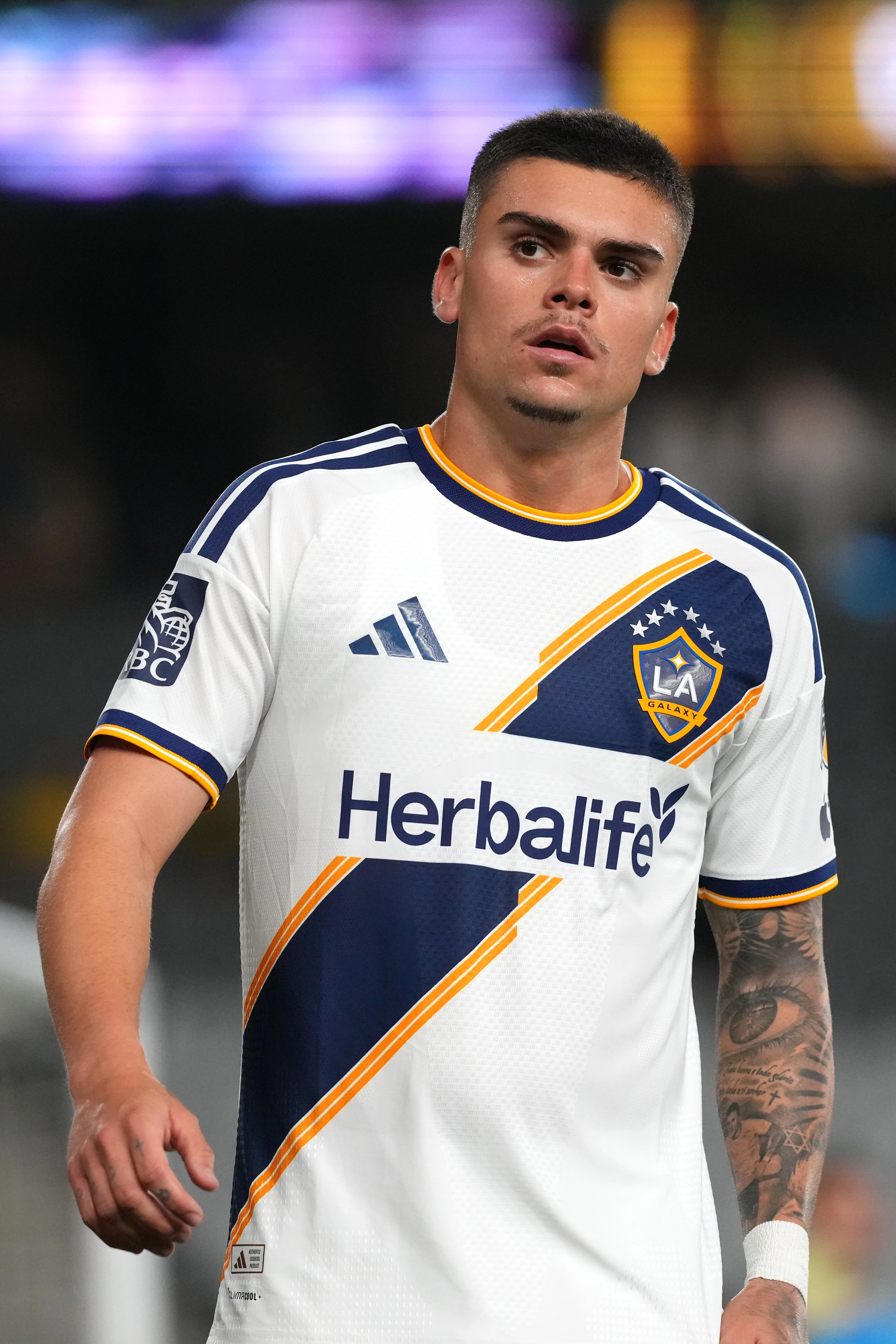 COLUMBUS, OHIO – APRIL 22: Gabriel Pec #11 of the LA Galaxy seen in action during the MLS Match against the Columbus Crew at ScottsMiracle-Gro Field on April 22, 2026 in Columbus, Ohio. (Photo by Jason Mowry/Getty Images)