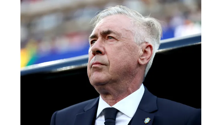 EAST RUTHERFORD, NEW JERSEY - JUNE 13: Carlo Ancelotti, Head Coach of Brazil, looks on before the FIFA World Cup 2026 Group C match between Brazil and Morocco at New York New Jersey Stadium on June 13, 2026 in East Rutherford, New Jersey. (Photo by Dan Mullan/Getty Images)