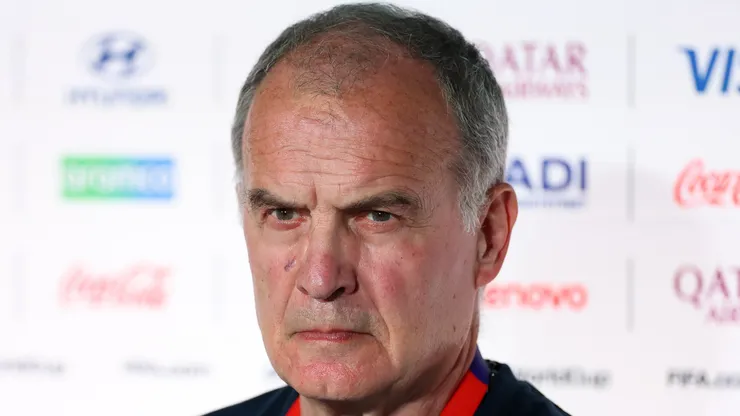 Marcelo Bielsa, Head Coach of Uruguay, looks on during the press conference of Uruguay one day ahead of the FIFA World Cup 2026 Group H match between Uruguay and Spain at Guadalajara Stadium on June 25, 2026 in Zapopan, Mexico. (Photo by Florencia Tan Jun/Getty Images)