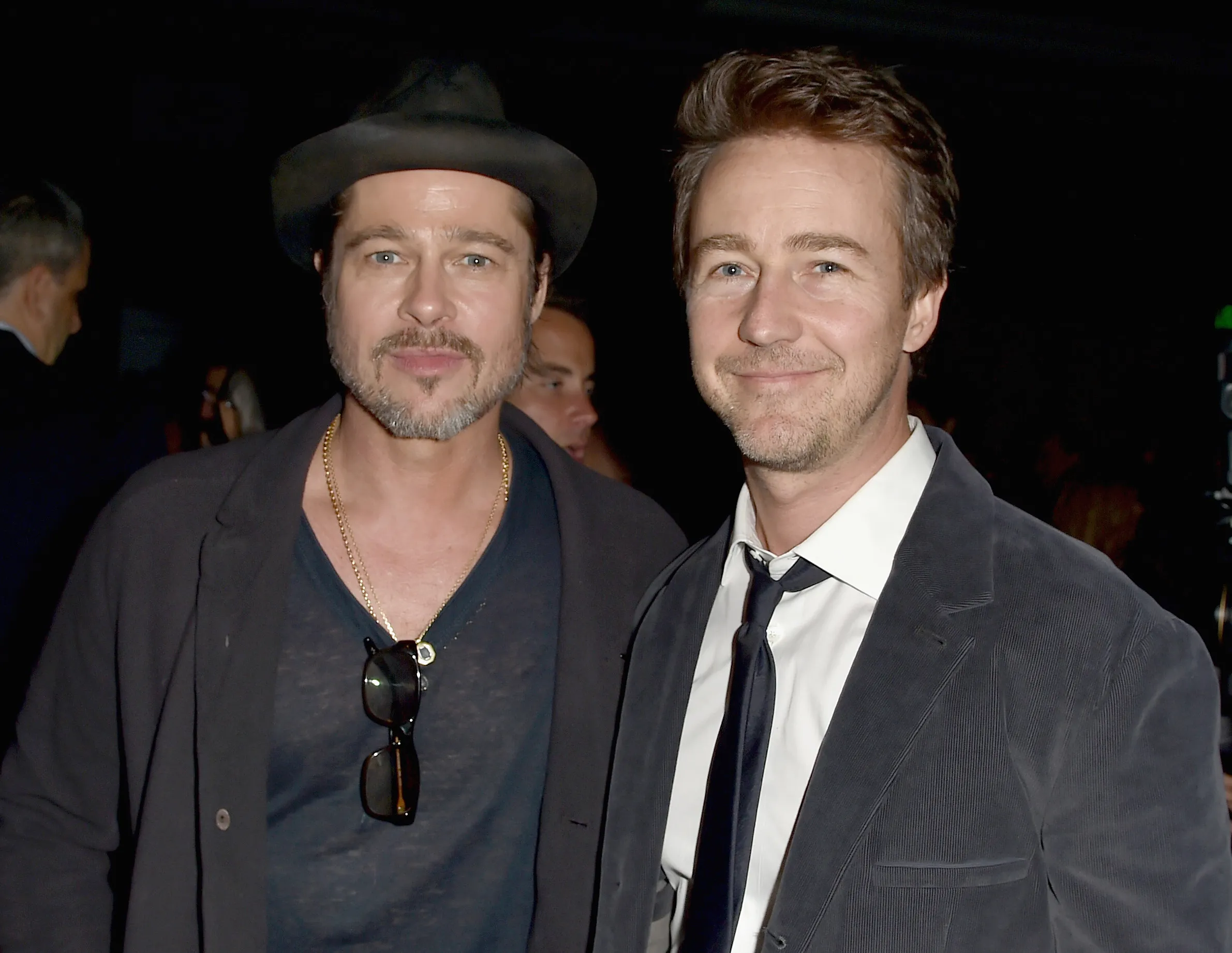 Actors Brad Pitt (L) and Edward Norton attend the 15th Annual AFI Awards at Four Seasons Hotel Los Angeles at Beverly Hills on January 9, 2015 in Beverly Hills, California.  (Photo by Kevin Winter/Getty Images for AFI)