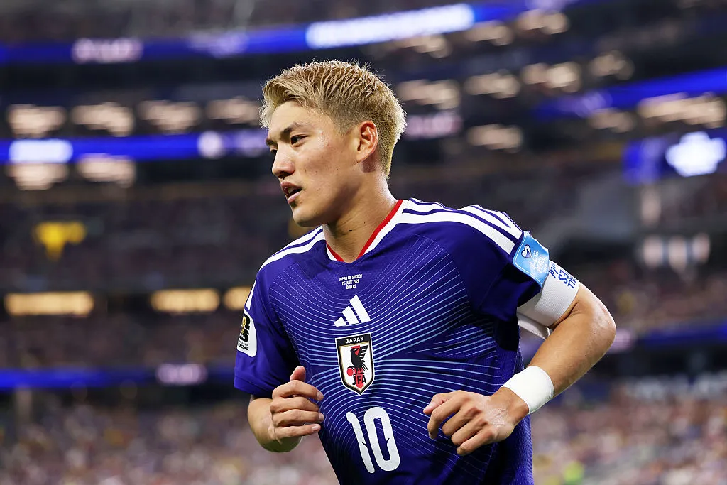 ARLINGTON, TEXAS – JUNE 25: Ritsu Doan #10 of Japan looks on during the FIFA World Cup 2026 Group F match between Japan and Sweden at Dallas Stadium on June 25, 2026 in Arlington, Texas. (Photo by Molly Darlington/Getty Images)