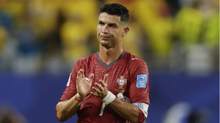 MIAMI GARDENS, FLORIDA - JUNE 27: Cristiano Ronaldo #7 of Portugal acknowledges fans after his teams 0-0 draw during the FIFA World Cup 2026 Group K match between Colombia and Portugal at Miami Stadium on June 27, 2026 in Miami Gardens, Florida. (Photo by Michael Reaves/Getty Images)
