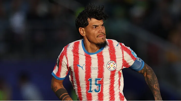 SANTA CLARA, CALIFORNIA - JUNE 25: Paraguay player Gustavo Gomez in action during the FIFA World Cup 2026 Group D match between Paraguay and Australia at San Francisco Bay Area Stadium on June 25, 2026 in Santa Clara, California. (Photo by Stu Forster/Getty Images)