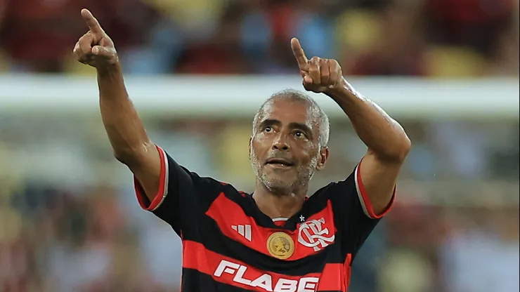 RIO DE JANEIRO, BRAZIL - DECEMBER 15: Romario of Flamengo celebrates after scoring a goal during the Adriano's Last Game match between Flamengo Stars and Friends From Italy at Maracana Stadium on December 15, 2024 in Rio de Janeiro, Brazil. (Photo by Buda Mendes/Getty Images)
