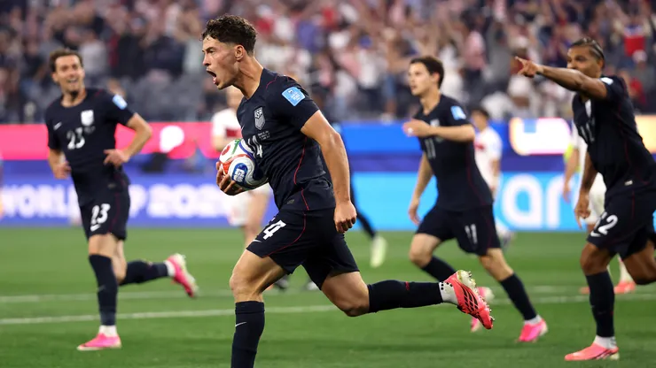 INGLEWOOD, CALIFORNIA - JUNE 25: Sebastian Berhalter #14 of the United States celebrates scoring his team's second goal during the FIFA World Cup 2026 Group D match between Türkiye and USA at Los Angeles Stadium on June 25, 2026 in Inglewood, California. (Photo by Jamie Squire/Getty Images)