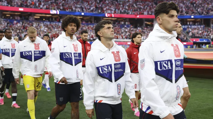 INGLEWOOD, CALIFORNIA - JUNE 25: Christian Pulisic #10 of the United States walks onto the pitch during the FIFA World Cup 2026 Group D match between Türkiye and USA at Los Angeles Stadium on June 25, 2026 in Inglewood, California. (Photo by Emilee Chinn/Getty Images)