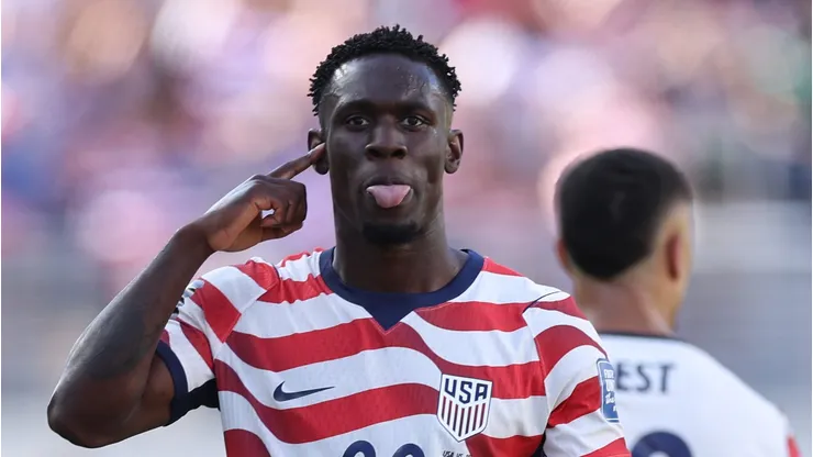 SANTA CLARA, CALIFORNIA - JULY 01: Folarin Balogun #20 of the United States celebrates scoring his team's first goal during the FIFA World Cup 2026 Round of 32 match between USA and Bosnia and Herzegovina at San Francisco Bay Area Stadium on July 01, 2026 in Santa Clara, California. (Photo by Jamie Squire/Getty Images)