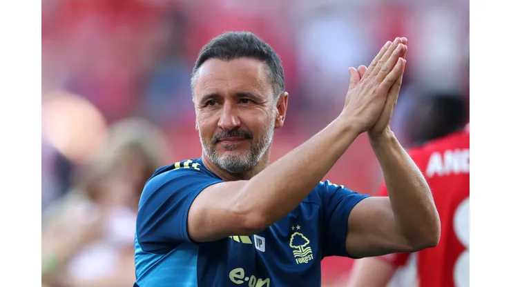 NOTTINGHAM, ENGLAND - MAY 24: Vitor Pereira, Manager of Nottingham Forest, applauds the fans after the Premier League match between Nottingham Forest and Bournemouth at the City Ground on May 24, 2026 in Nottingham, England. (Photo by Cameron Smith/Getty Images)