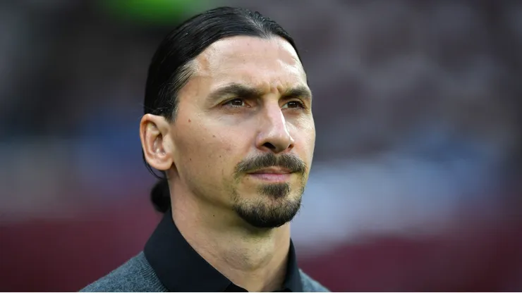 TURIN, ITALY - MAY 18: Zlatan Ibrahimovic, former professional Swedish football player, looks on prior to the Serie A TIM match between Torino FC and AC Milan at Stadio Olimpico di Torino on May 18, 2024 in Turin, Italy. (Photo by Valerio Pennicino/Getty Images)