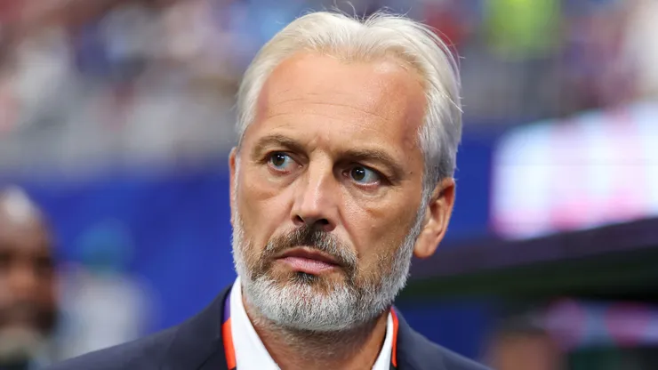 Sebastien Desabre, Head Coach of Congo DR, looks on before the FIFA World Cup 2026 Round Of 32 match between England and Congo DR at Atlanta Stadium on July 01, 2026 in Atlanta, Georgia. (Photo by Richard Pelham/Getty Images)