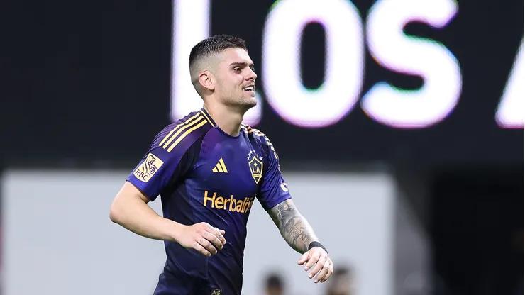 ATLANTA, GEORGIA - MAY 09: Gabriel Pec #11 of LA Galaxy reacts after their 2-1 win over Atlanta United at Mercedes-Benz Stadium on May 09, 2026 in Atlanta, Georgia. (Photo by Kevin C. Cox/Getty Images)