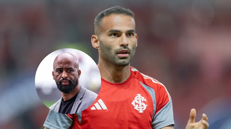 Thiago Maia jogador do Internacional durante partida contra o Grêmio/Fabinho Soldado diretor do Corinthians antes da partida contra o Ceará (Imagem: Liamara Polli/AGIF/Fabio Giannelli/AGIF)