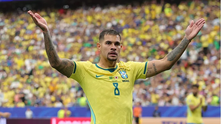 Bruno Guimaraes, jogador do Brasil, durante partida da Copa do Mundo de 2026. Foto: Alex Slitz/Getty Images