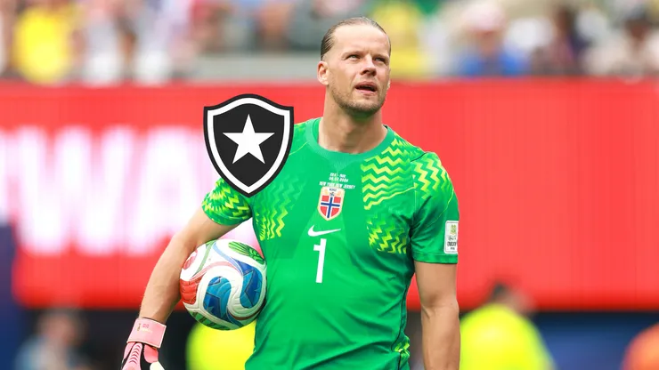 Ørjan Nyland #1 (Noruega) lamenta durante partida contra o Brasil pelas oitavas de final da Copa 2026 (Foto: Elsa/Getty Images)