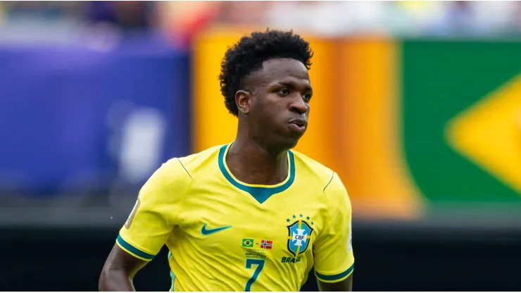 Vinicius Junior jogador do Brasil durante partida contra o Noruega no estadio MetLife Stadium pelo campeonato Copa Do Mundo 2026. Foto: Rodolfo Buhrer/AGIF