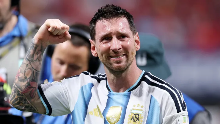 ATLANTA, GEORGIA - JULY 07: Lionel Messi #10 of Argentina celebrates after the 3-2 victory during the FIFA World Cup 2026 Round of 16 match between Argentina and Egypt at Atlanta Stadium on July 07, 2026 in Atlanta, Georgia. (Photo by Justin Setterfield/Getty Images)