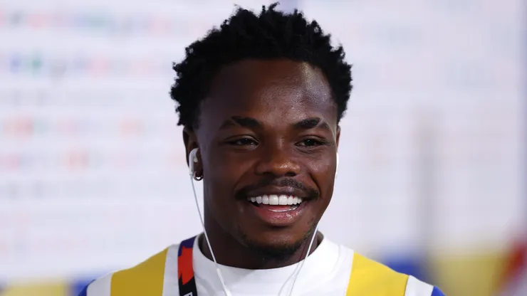 Andres Gomez #26 of Colombia arrives before the FIFA World Cup 2026 Round of 32 match between Colombia and Ghana at Kansas City Stadium on July 03, 2026 in Kansas City, Missouri. (Photo by Luke Hales/Getty Images)